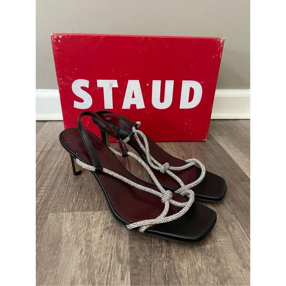STAUD Women's Nicolette Rhinestone Slingback High Heel Sandals